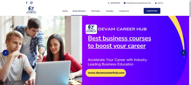 Devam Career Hub website preview